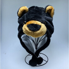 (Black bear) Cute Plush Animal Hat with Ear Warmers