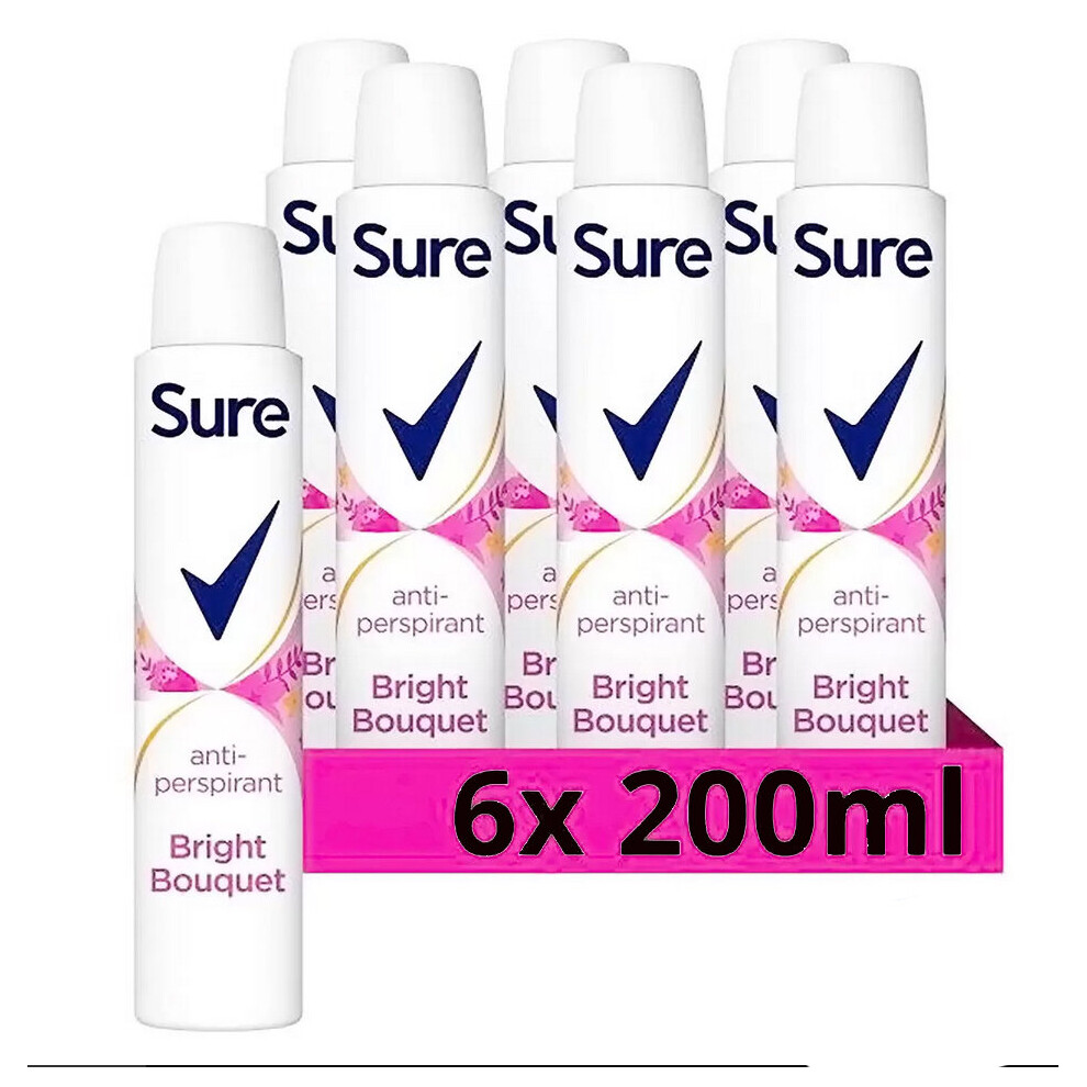 Sure Women Anti Perspirant Aerosol Spray Deodorant 6 X 200Ml