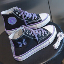 High Purple Sneakers Womens Canvas Shoes Women Vintage Tennis Female Butterfly School Shoes Girl Flat Shoes Girl