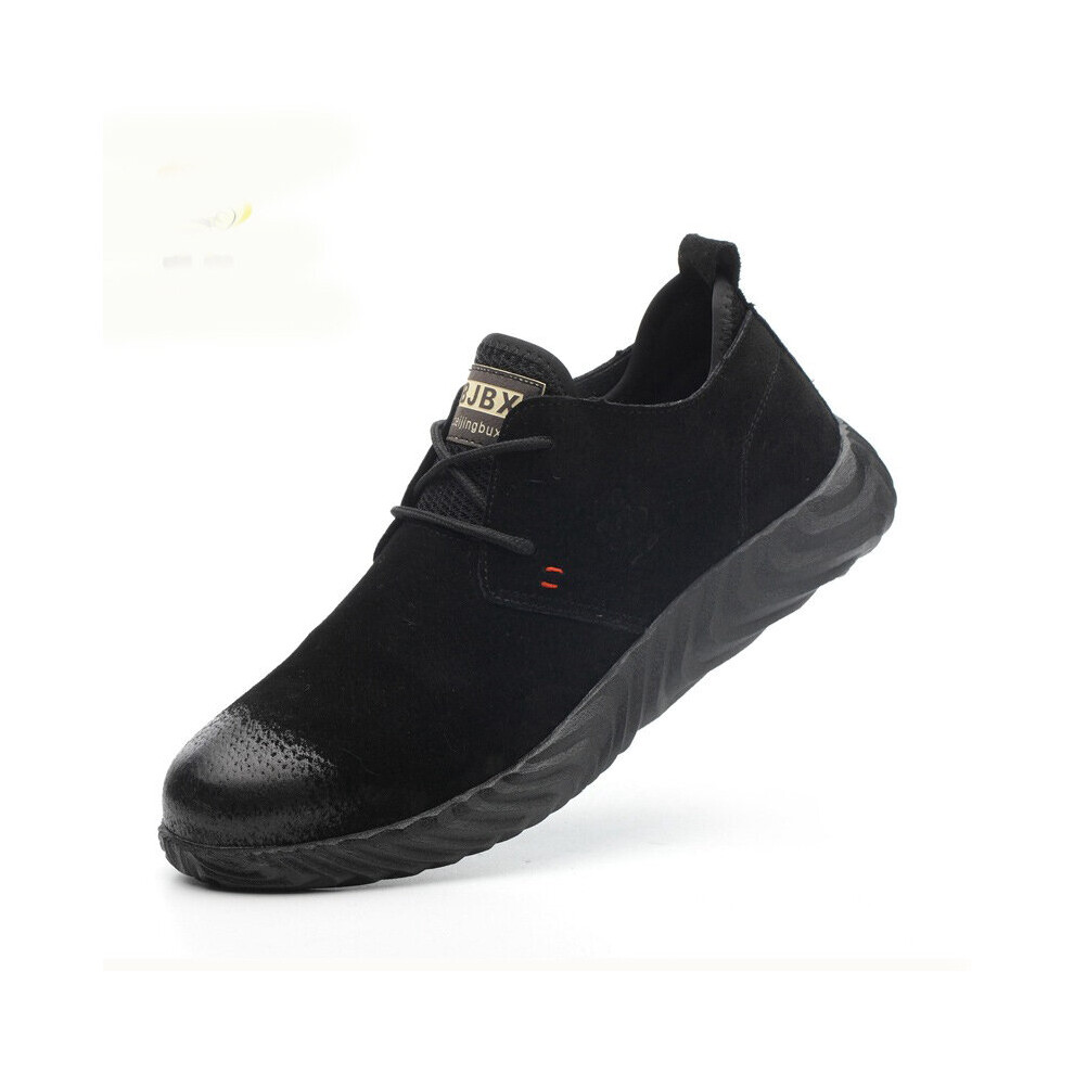 Mens Breathable Cow Suede Leather Steel Toe Work Boots Shoes Men Anti-Slip Puncture Proof Safety Shoes 885660617283