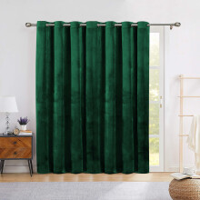(Green Emerald, 66" x 84" (168 x 213)cm-Single Panel) Velvet Curtain Pair Thermal Insulated Curtains with Tie Backs