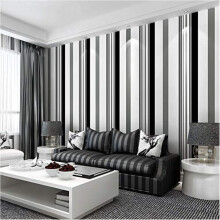 Modern Black White Grey Striped Non-Woven Wallpaper (1000cm x 53cm) Roll - Non-Pasted, Easy-Clean, Durable