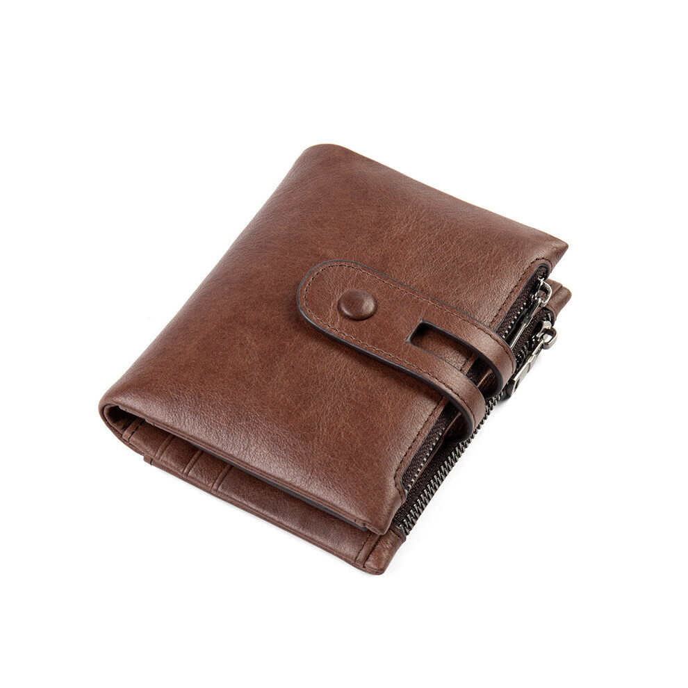 Hot Retro Mens Leather Wallet RFID Anti-theft Brush Head Layer Cowhide Retro Casual Wallet