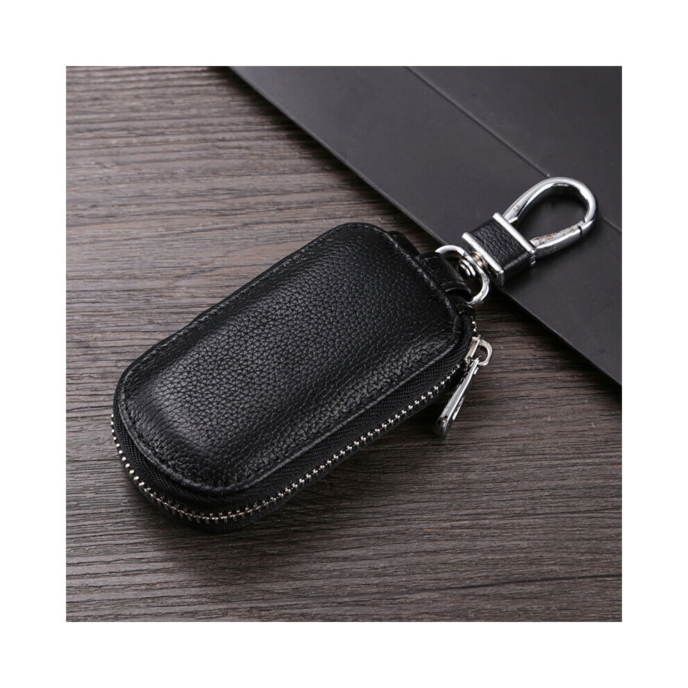 Arrival Key Wallets Pouch Mens Cowhide Remote Control Organizer Leather Car Key Bag Unisex Zipper Key Bag Black 885662328101
