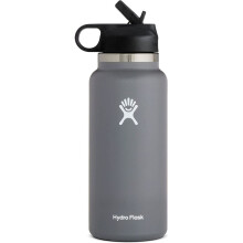 (Grey, 32oz) Hydro Flask 2.0 Water Bottle | Straw Lid