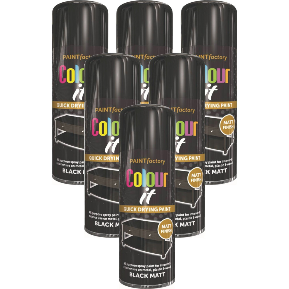 6 x 400ml Primer Matt finish Black Spray Paint Aerosol Wood Plastic