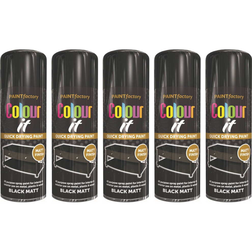 5 x 400ml Primer Matt finish Black Spray Paint Aerosol Wood Plastic