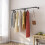 (Black) 180cm Wall Mounted Pipe Clothes Rail Garment Rack 2