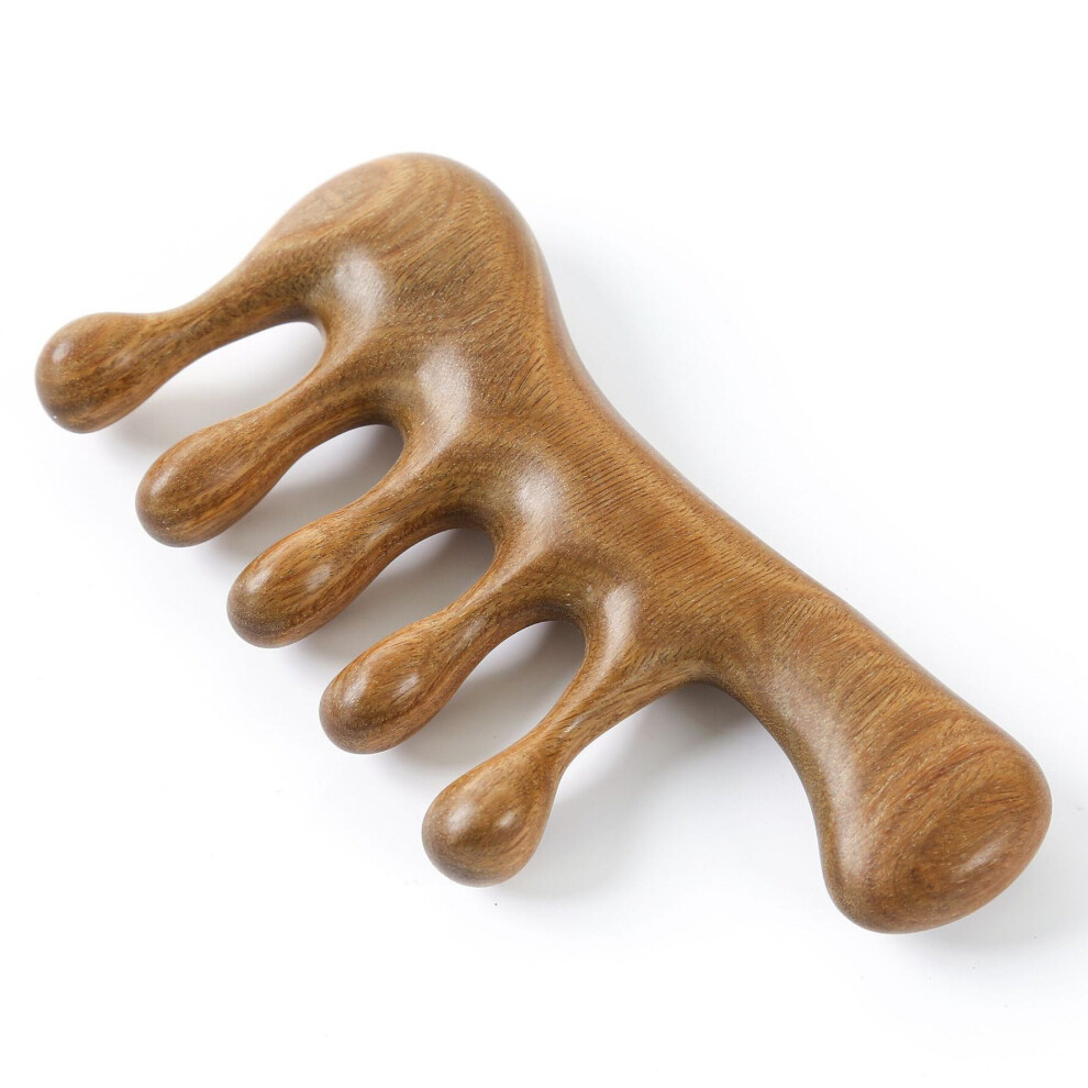 Gopatriot Memory Unisex Green/Light Wooden Massage Comb Scalp Massager Handmade Sandalwood Comb
