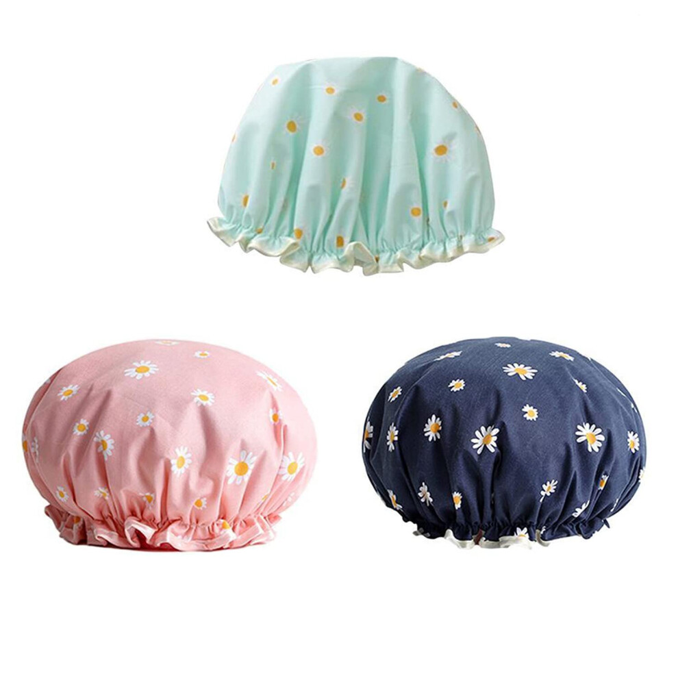 Gopatriot Memory Reusable Women's Waterproof Shower Cap, 10.6 Inch Double Layer Waterproof Shower Cap