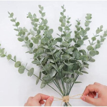 10Pcs Artificial Eucalyptus Leaf Flowers Fake Green Plant Wedding Home Party Decor