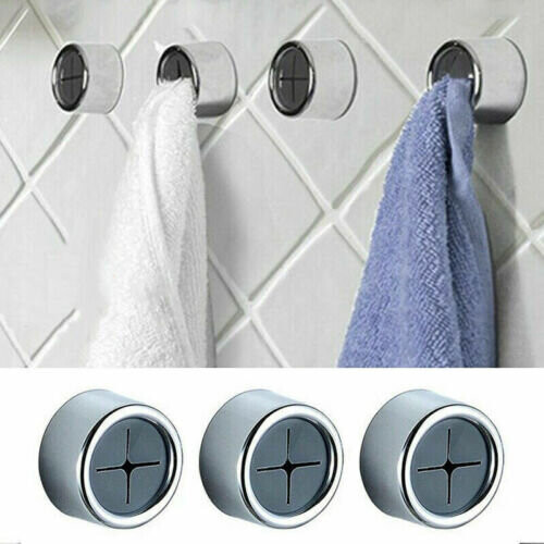 3x Kitchen Push In Tea Towel Holders Adhesive Wall Mount Hook Tea Towel Hooks