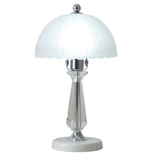 Living And Home Crystal Table Lamp with Scalloped Lampshade 2