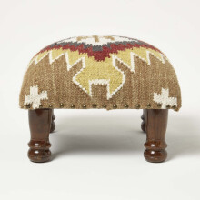 (Brown & Grey, 40 x 40 x 25 cm) Handwoven Kilim Footstool