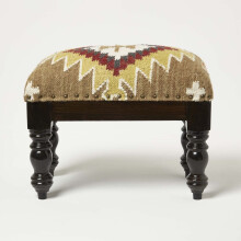 (Brown & Grey, 50 x 30 x 40 cm) Handwoven Kilim Footstool