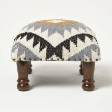 (Yellow & Gold, 40 x 40 x 25 cm) Handwoven Kilim Footstool