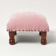 (Pink, 40 x 40 x 25 cm) Mable Velvet Footstool