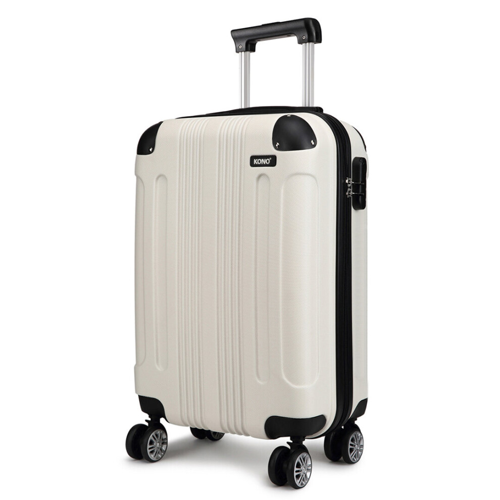 (19 inch) Kono-ABS Hard Shell 4 Wheel Suitcase Luggage-Beige