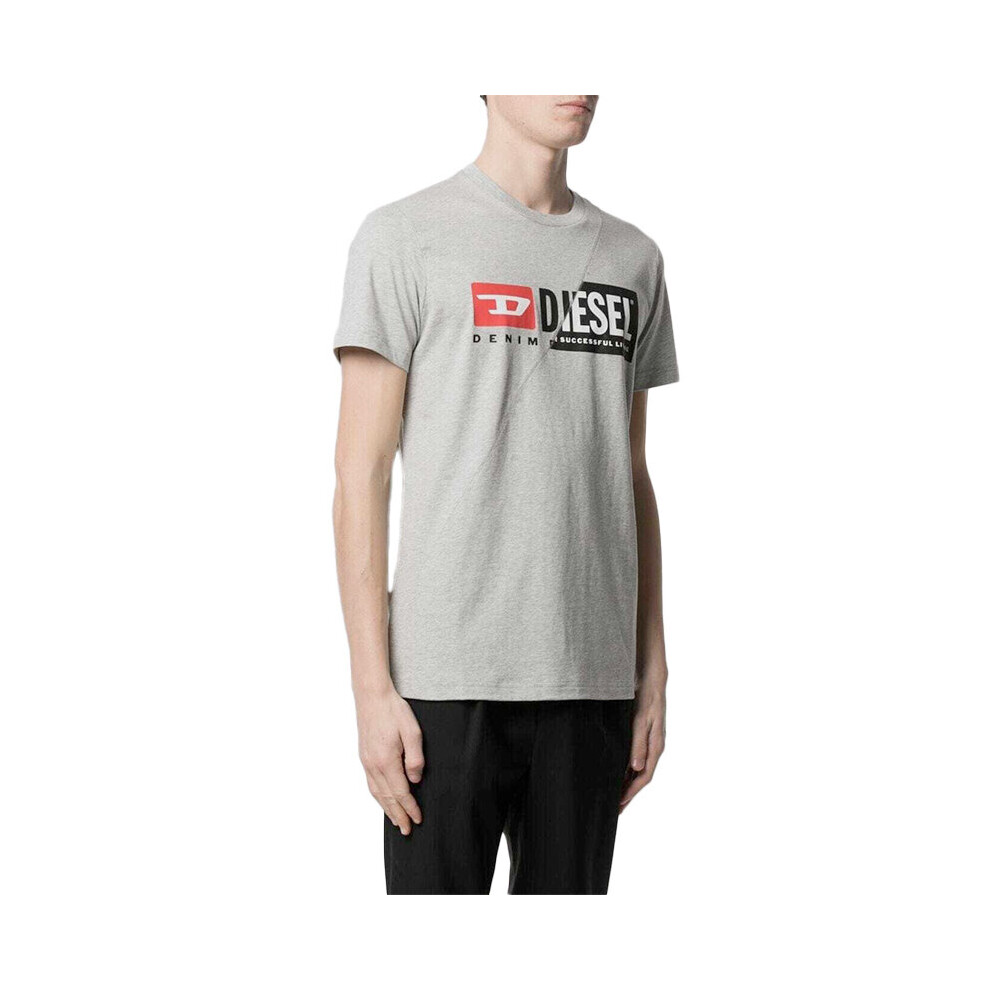Diesel (Xl, ) T Diego Mens Crew Neck T Shirts Cuty Dual Logo Printed Tee Grey