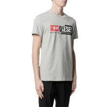 (S, Grey) DIESEL T Diego Mens Crew Neck T Shirts Cuty Dual Logo Printed Tee