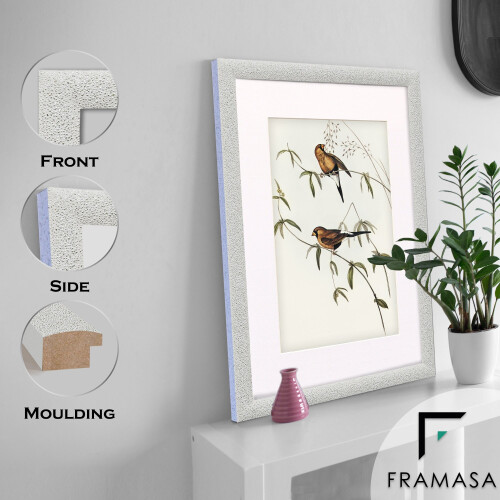 (White Frame White Mount, A3 Pic (A2 Frame)) White Stardust Glitter Sparkle Picture Frames Photo Frames Poster Frame With Multicolored Mounts 1