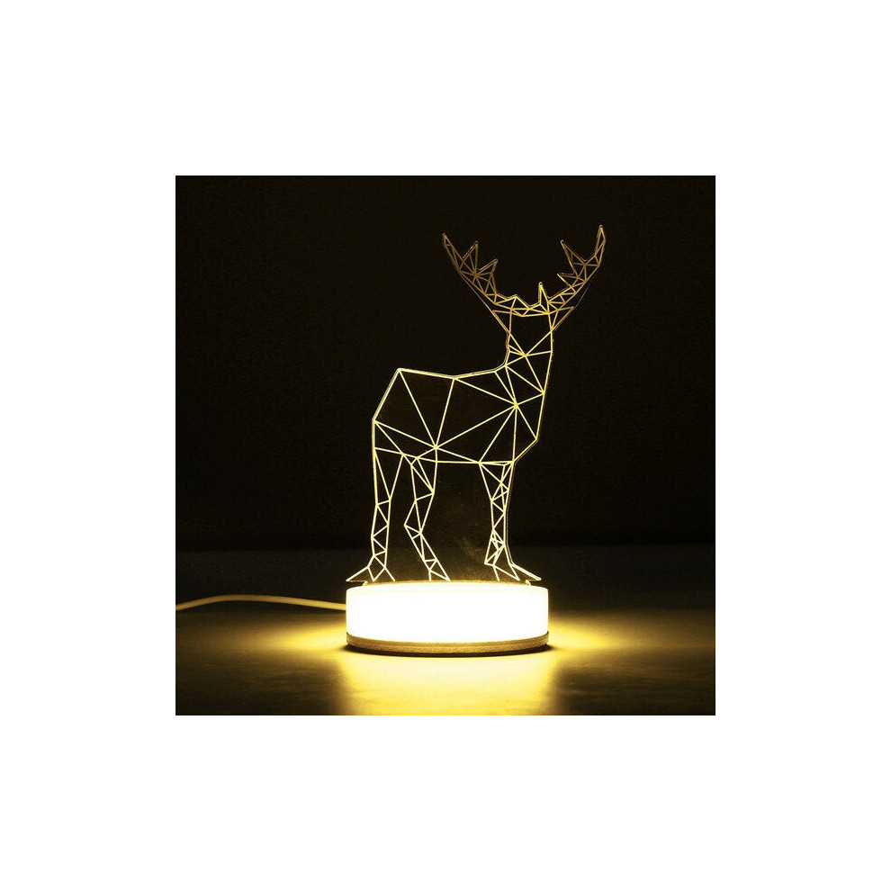 (Elk) 3D Illusion USB LED Night Light Warm White Desk Table Lamp Xmas Gift