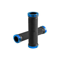 (Blue) 1Pair TPR Rubber Anti-Slip Bicycle Handlebars Bilateral Lockout Aluminum Alloy Latch