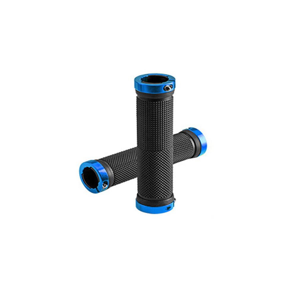 Greenzech (Blue) 1Pair TPR Rubber Anti-Slip Bicycle Handlebars Bilateral Lockout Aluminum Alloy Latch