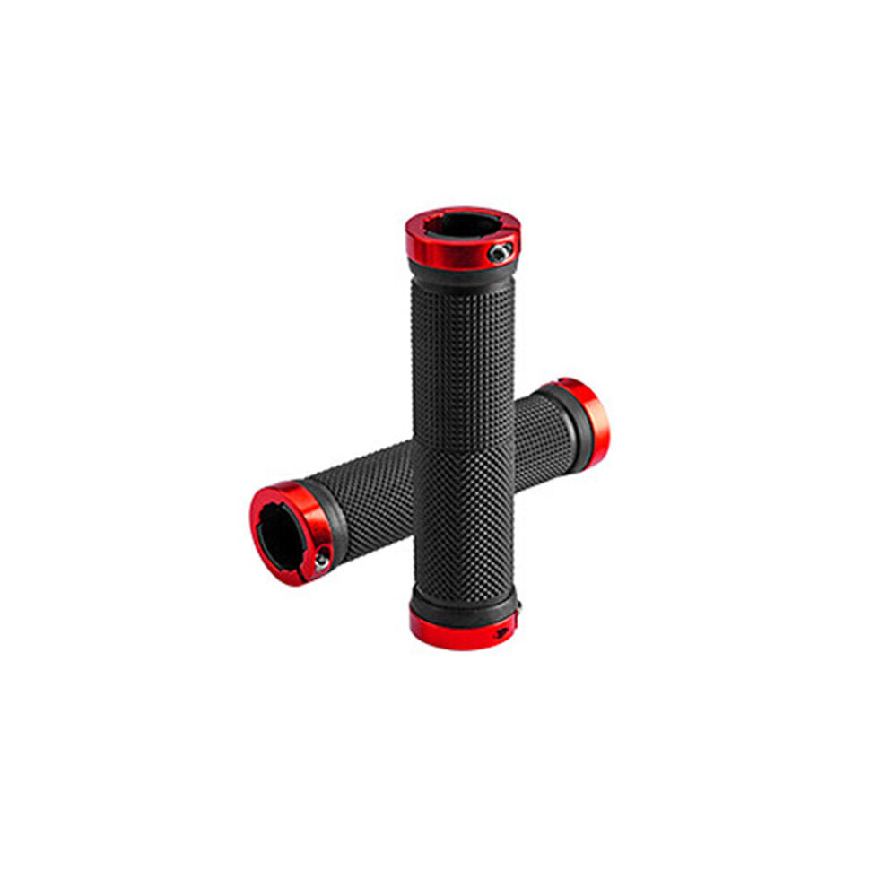 Greenzech (Red) 1Pair TPR Rubber Anti-Slip Bicycle Handlebars Bilateral Lockout Aluminum Alloy Latch