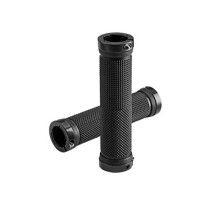 (Black) 1Pair TPR Rubber Anti-Slip Bicycle Handlebars Bilateral Lockout Aluminum Alloy Latch