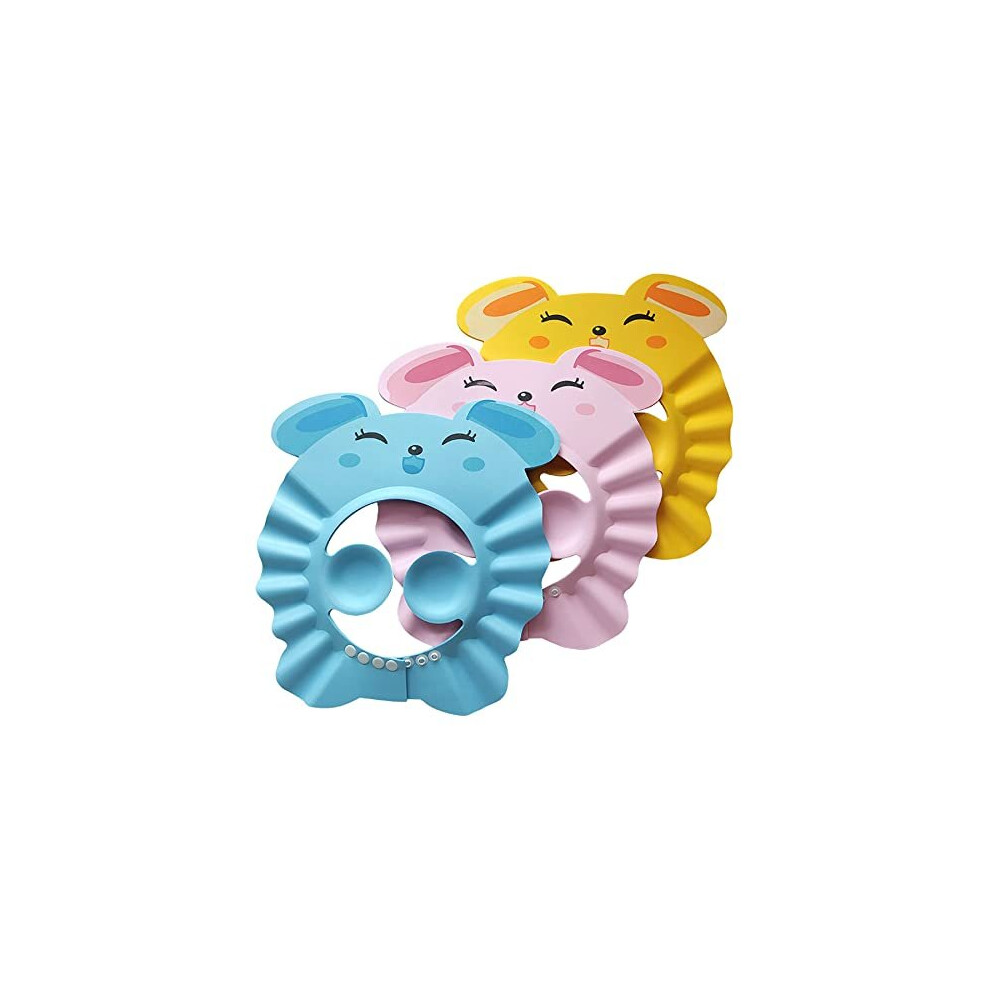 3Pcs Baby Bath Shower Cap, Baby Kids Adjustable Shampoo Bath Bathing Shower Cap Hat Wash Hair Shield For Toddler, Baby,Children Ifsecond