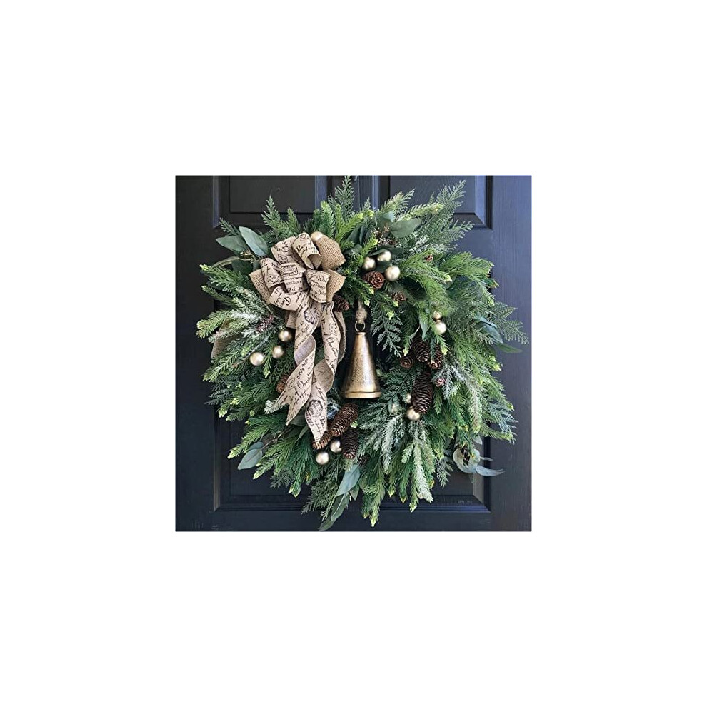 Farmhouse Christmas Wreath, Door Wreath, Christmas Decoration Wreath, Christmas Garland with Bells, Artificial Garland for Decoration, 40cm(A)