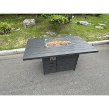 Fimous Aluminum Fire Pit Dining Table Gas Heater Garden Furniture Accessory Patio Dark Grey Without Glass
