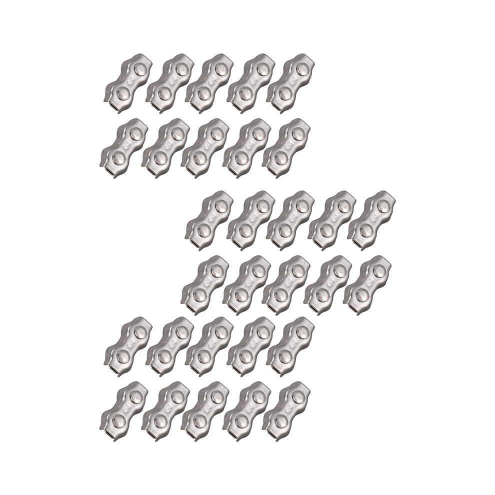 30 Pcs 3Mm Duplex Clips Stainless Steel Wire Cable Rope Grips Caliper 4761833206101