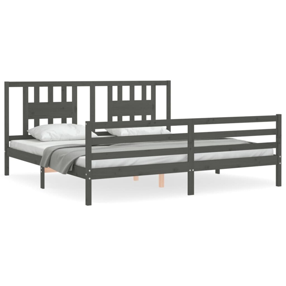 (grey, 200 x 200 cm) vidaXL Bed Frame Bed Base Platform Bed with Headboard Black Double Solid Wood