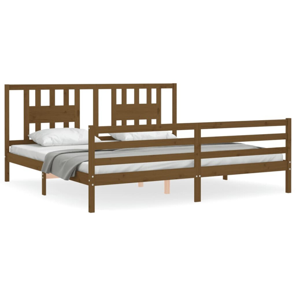 (honey brown, 200 x 200 cm) vidaXL Bed Frame Bed Base Platform Bed with Headboard Black Double Solid Wood