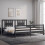 VidaXL (grey, 200 x 200 cm) vidaXL Bed Frame Bed Base Platform Bed with Headboard Black Double Solid Wood 3