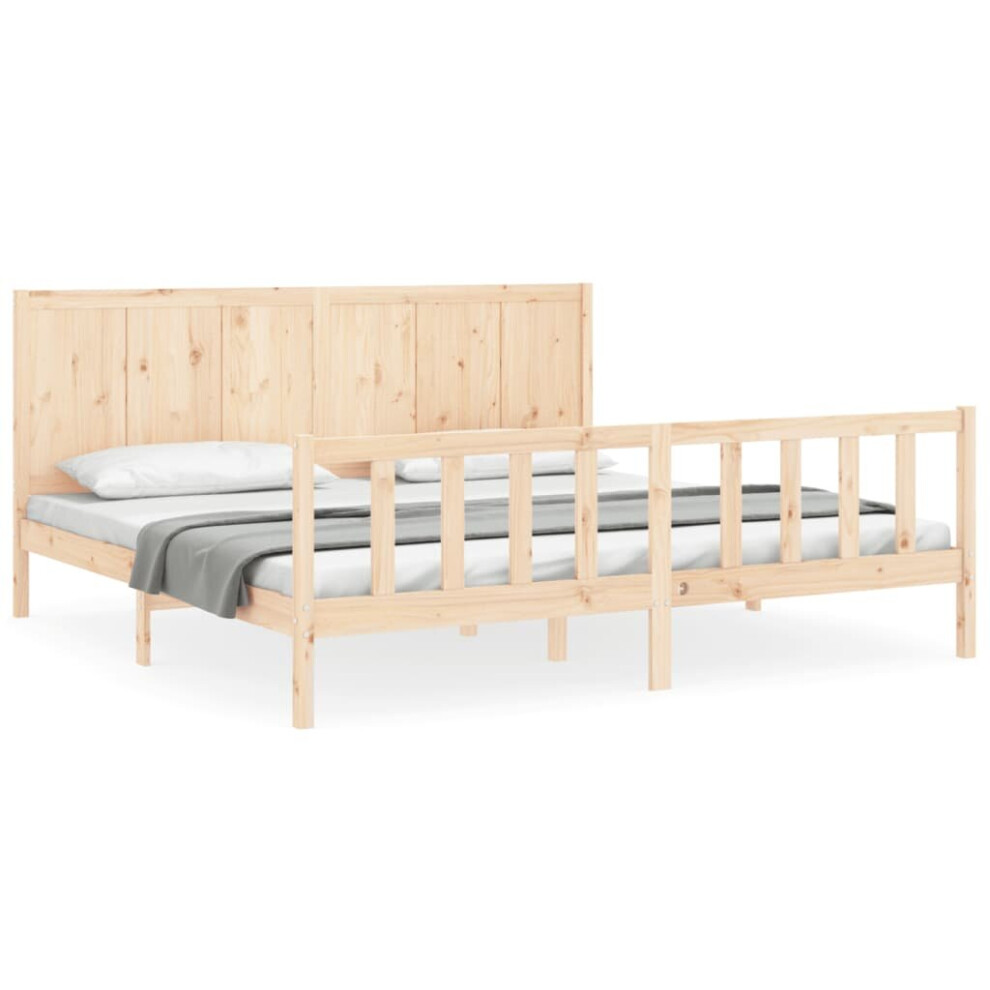 (brown, 200 x 200 cm) vidaXL Bed Frame Bed Base Platform Bed with Headboard Black Single Solid Wood
