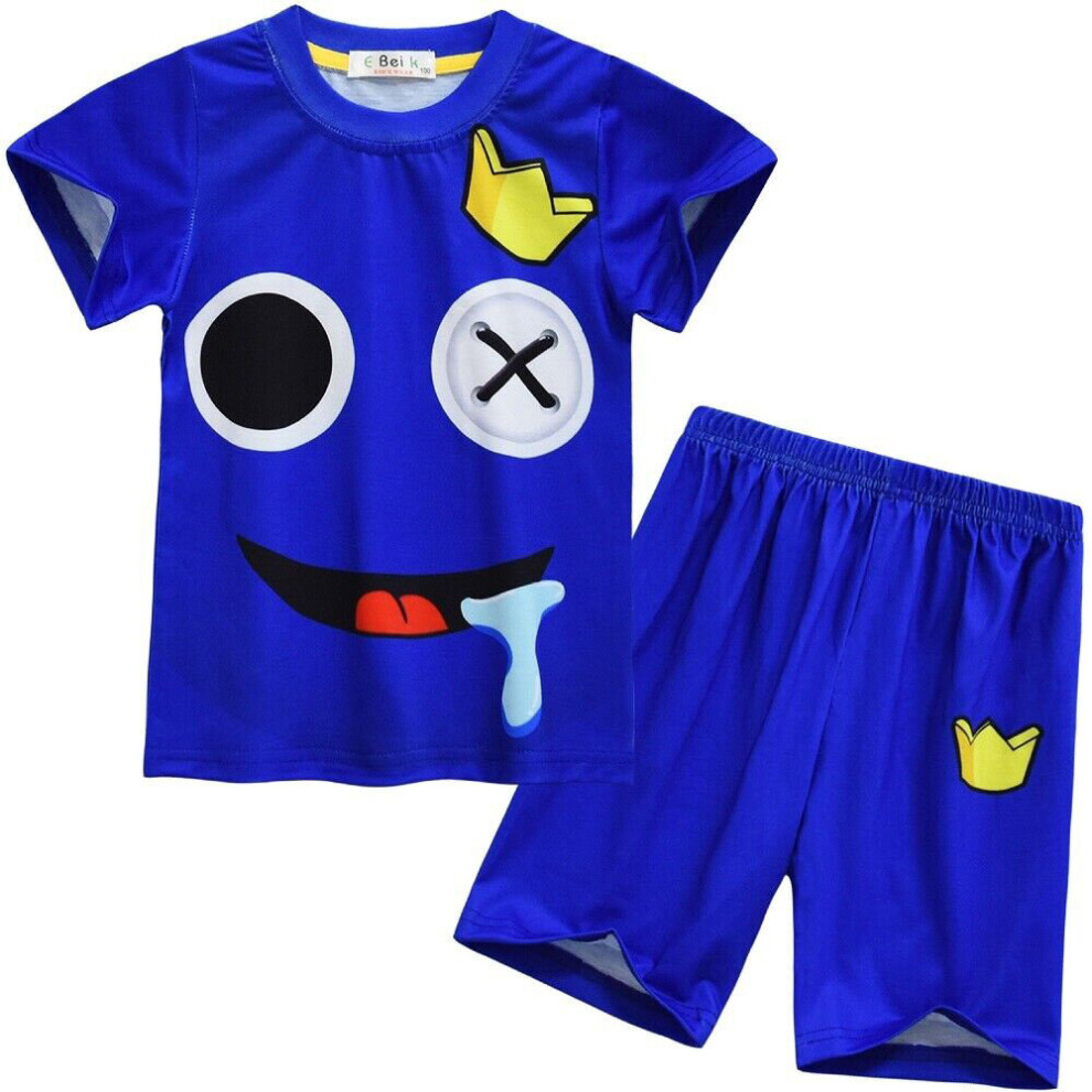 (8-9 Years, D) Kids Boys Roblox Rainbow Friends Costume Short Sleeve Tops Shorts Pants Outfit Sleepwear Nightwear Pyjamas Pj's Set Gift Loungewear