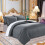(Double) Satin Stripe Duvet Cover Charcoal Grey Bedding Set 1