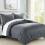 (Double) Satin Stripe Duvet Cover Charcoal Grey Bedding Set 2