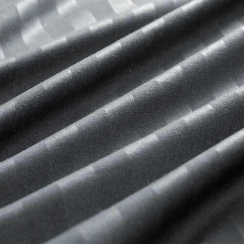 (Super King) Satin Stripe Duvet Cover Charcoal Grey Bedding Set 2