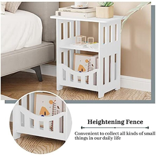 (36*24*40cm) Bedside Table Cabinet Side End Table Nightstand Storage Organizer Home Square 2