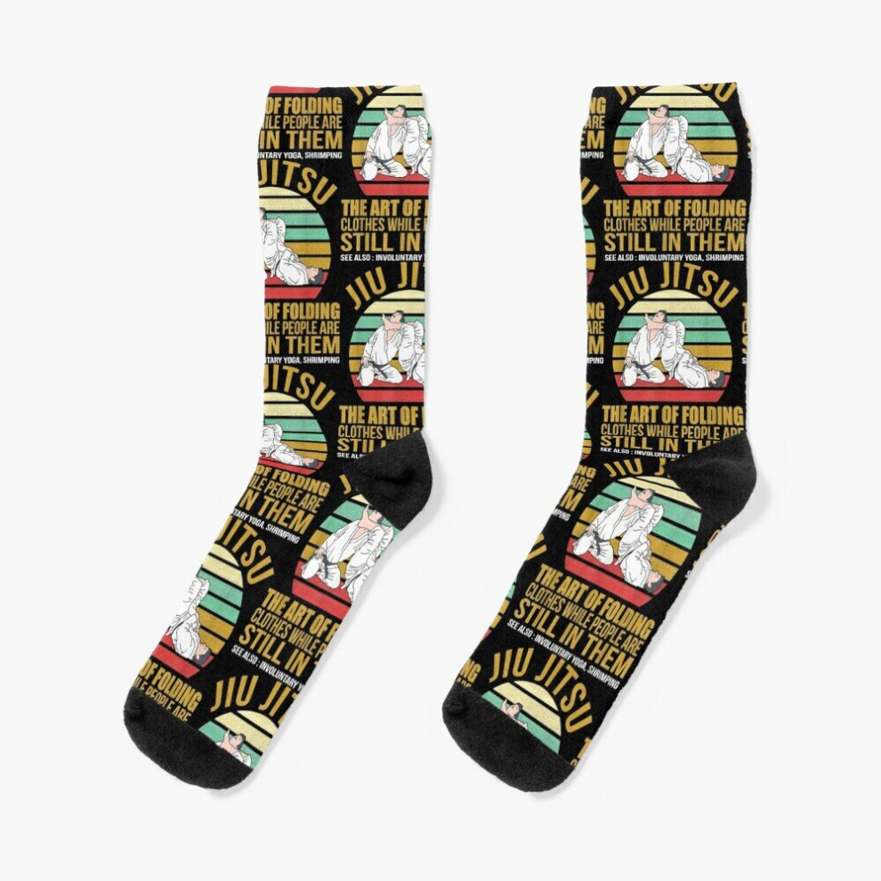 Dress Socks Funny Retro Brazilian Jiu-Jitsu MMA Gifts For Jiu Jitsu Novelty Fancy Crazy Pattern Crew Casual for Men Women