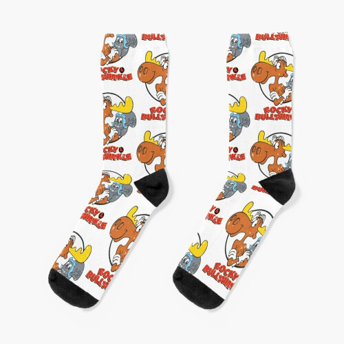 Dress Socks Rocky And Bullwinkle Novelty Fancy Crazy Pattern Crew Casual for Men Women