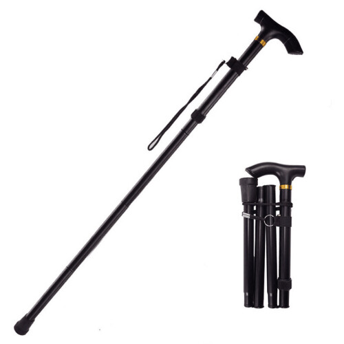 (BLACK) Easy Folding Walking Stick Aid Mobility for unisex