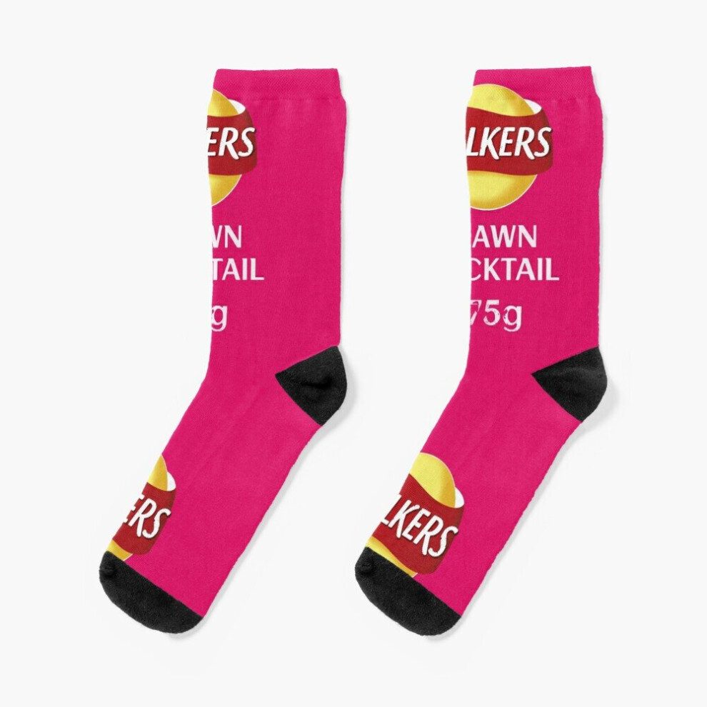 Dress Socks Walkers Prawn Cocktail Crisps design Novelty Fancy Crazy Pattern Crew Casual for Men Women