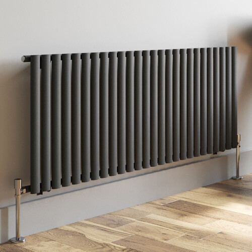 Anthracite Designer Radiator Horizontal Oval Column Single Panel Rad 600x1560mm 1
