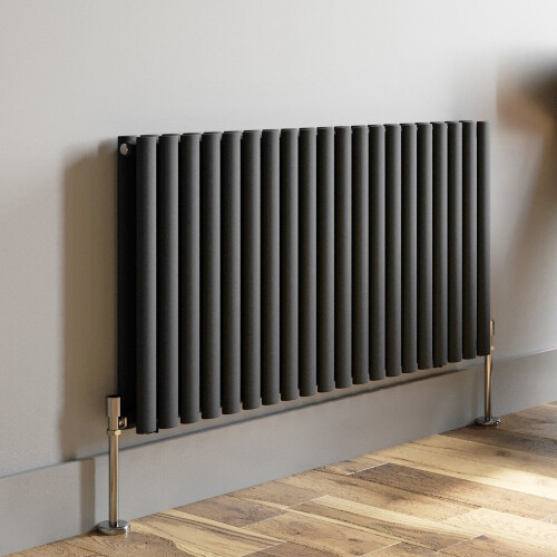 Anthracite Designer Radiator Horizontal Oval Column Double Panel Rad 600x1200mm 1
