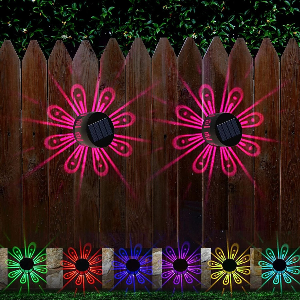 Solar Fence Lights, 2 Packs Solar Fence Deck Light Decorative Lamp  (Colour